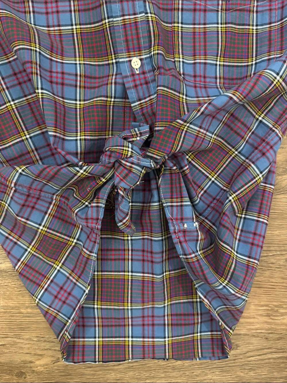 Ralph Lauren Ruffled collar Plaid Button-Down Shirt Blue and Red Size Medium - Picture 4 of 8